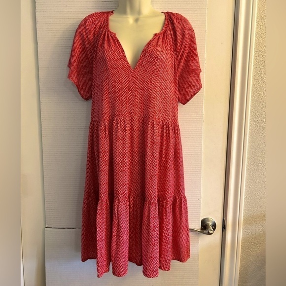 Knox Rose short sleeve Shift Tiered Dress Bonefire red Size Small NWT D16 - Picture 6 of 10